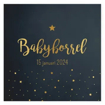 Babyborrel blauw met sterren en foliedruk goud