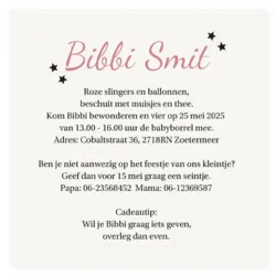 Babyborrel schuine vlakken meisje roze