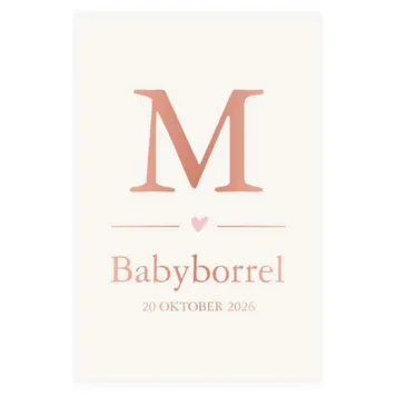 Babyborrel met rose foliedruk voorletter meisje