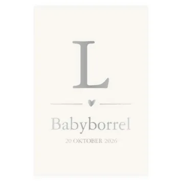 Babyborrel met zilvere foliedruk voorletter jongen