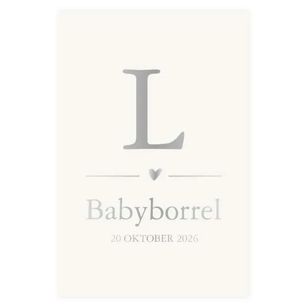 Babyborrel met zilvere foliedruk voorletter jongen