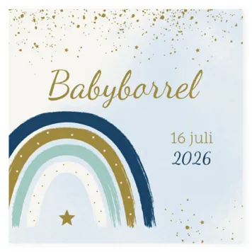 Babyborrel drieluik met regenboog blauw