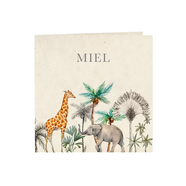 Jungle geboortekaart met vintage look