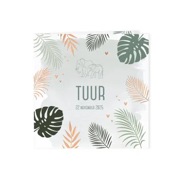 Geboortekaart junglethema en boho met goudfolie