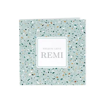 Geboortekaart terrazzo blauw