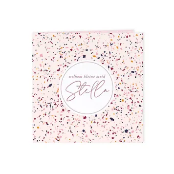 Geboortekaart terrazzo roze