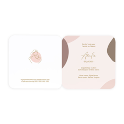 Abstract geboortekaart lijntekening mama en baby - roze