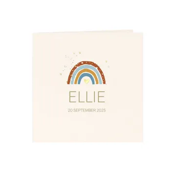 Geboortekaart trendy regenboog in aardekleuren