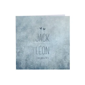 Stoere geboortekaart met blauw jeanspatroon