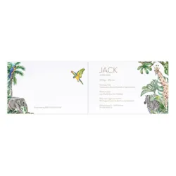 Geboortekaart met vrolijke jungledieren 