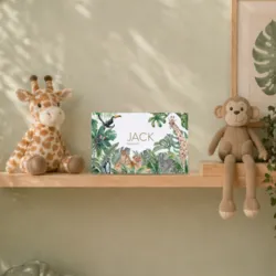 Geboortekaart met vrolijke jungledieren 
