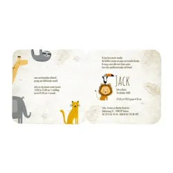 Hip geboortekaartje met grappige jungledieren