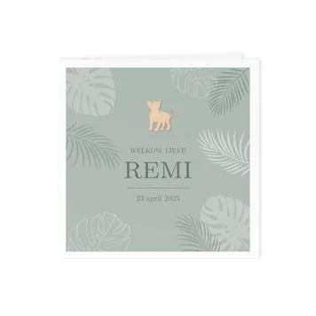 Mix and match geboortekaart junglethema - groen