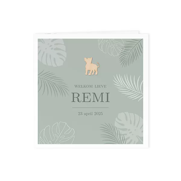 Mix and match geboortekaart junglethema - groen