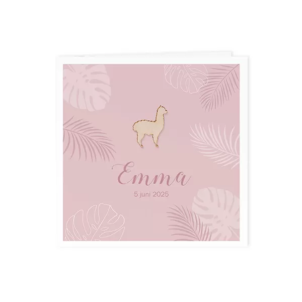 Mix and match geboortekaart junglethema - roze