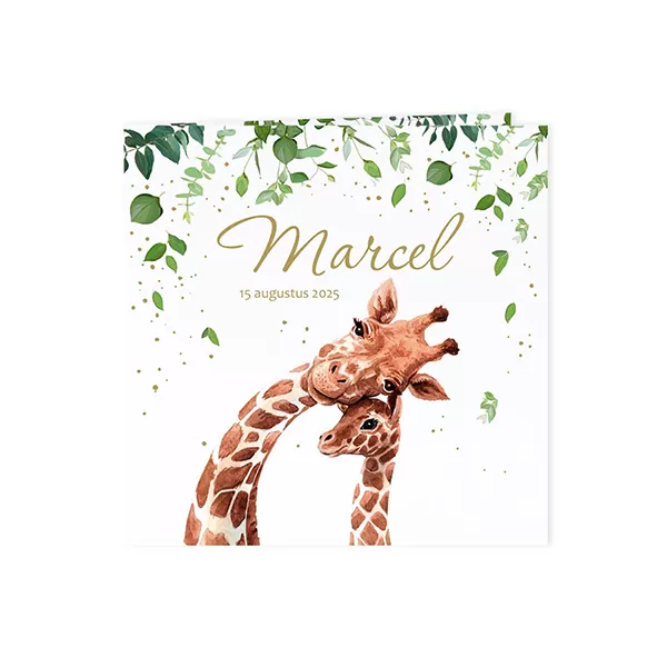 Vertederende geboortekaart mama giraf en kleintje