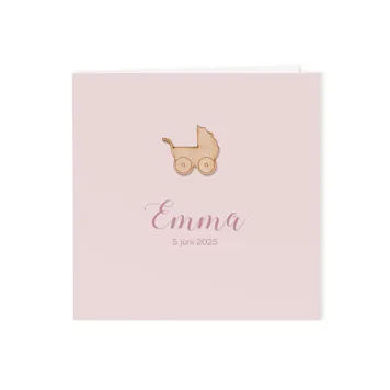 Roze geboortekaartje in luxe papier - Mix and match