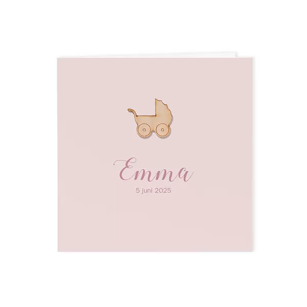 Roze geboortekaartje in luxe papier - Mix and match