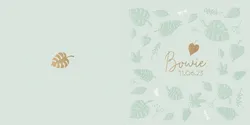 Geboortekaart Bowie - Zachtgroen met gouden blaadje