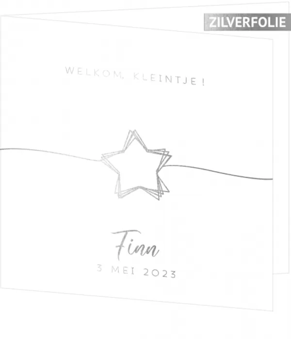 Geboortekaart Finn - Zilveren ster