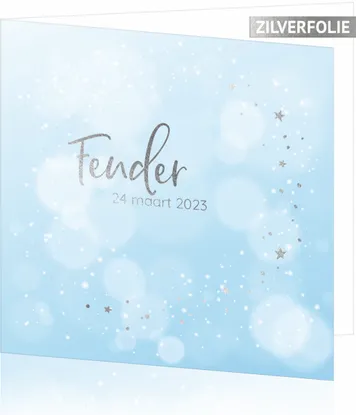 Geboortekaartje Fender - Sterretjes in zilver