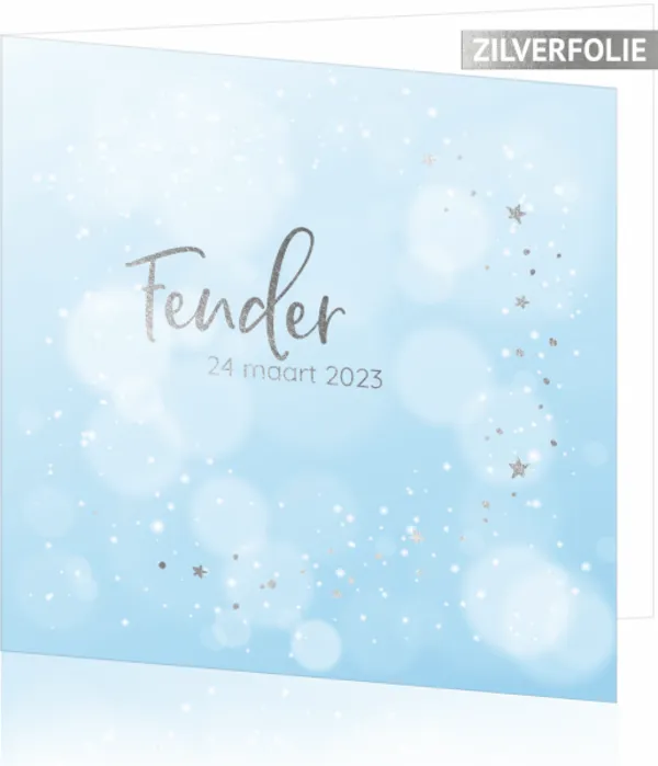 Geboortekaartje Fender - Sterretjes in zilver