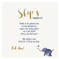 Kraamborrel olifant jongen met foliedruk