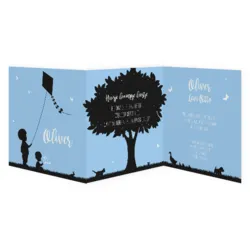 Blauw met zwart drieluik twee jongens silhouet