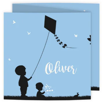 Blauw met zwart drieluik twee jongens silhouet