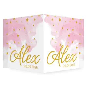 Raambord roze aquarel met sterren goudlook