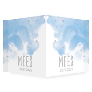 Raambord jongen blauw aquarel met sterren