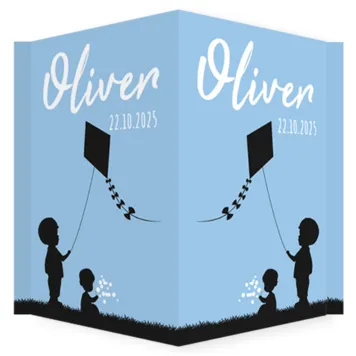 Raambord blauw met zwart jongens silhouet
