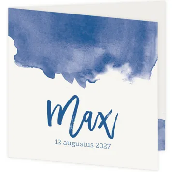 Geboortekaart aquarel donkerblauw
