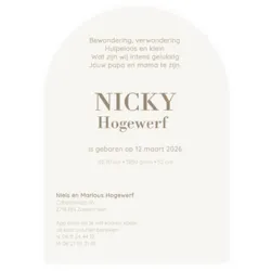 Geboortekaart typografisch boog