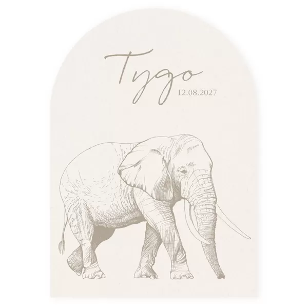 Geboortekaart olifant ronde bovenkant