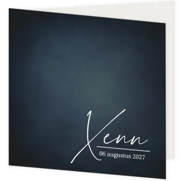 Minimalistisch blauw geboortekaartje