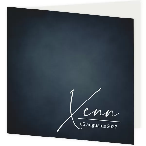 Minimalistisch blauw geboortekaartje