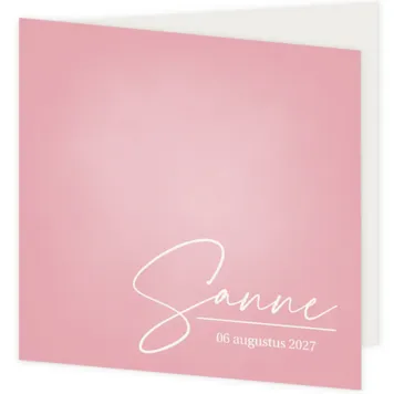Minimalistisch roze geboortekaartje