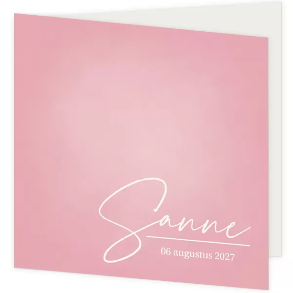 Minimalistisch roze geboortekaartje