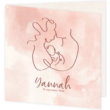 Lijntekening ouders met baby - roze