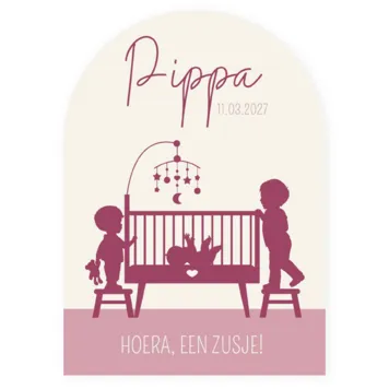 Geboortekaartje silhouet baby in wieg