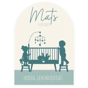 Geboortekaartje silhouet baby in wieg