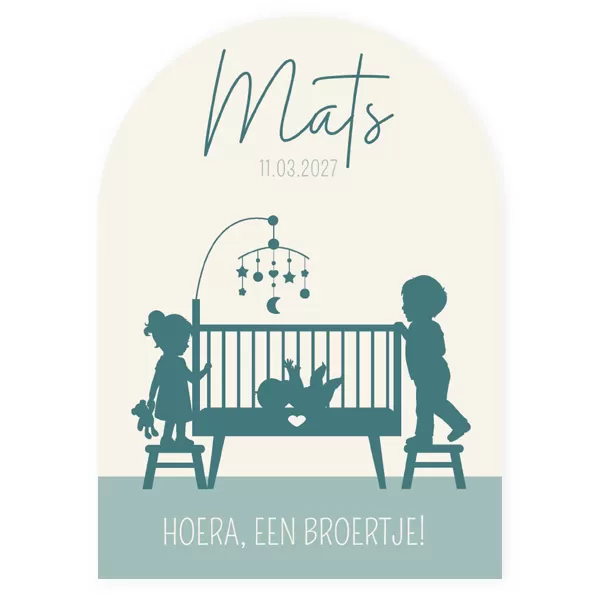 Geboortekaartje silhouet baby in wieg