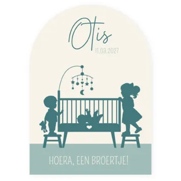 Geboortekaartje silhouet baby in wieg