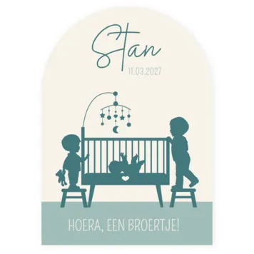 Geboortekaartje silhouet baby in wieg