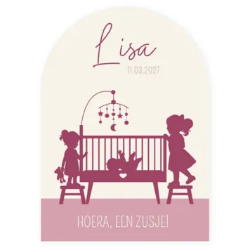 Geboortekaartje silhouet baby in wieg