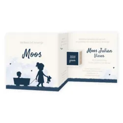 Geboortekaart blauw drieluik silhouet jongen met grote zus