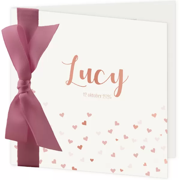 Hartjesregen oudroze lint - Lucy