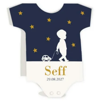 Geboortekaart romper jongen met silhouet