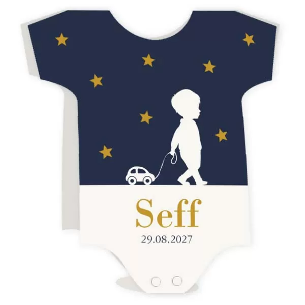 Geboortekaart romper jongen met silhouet